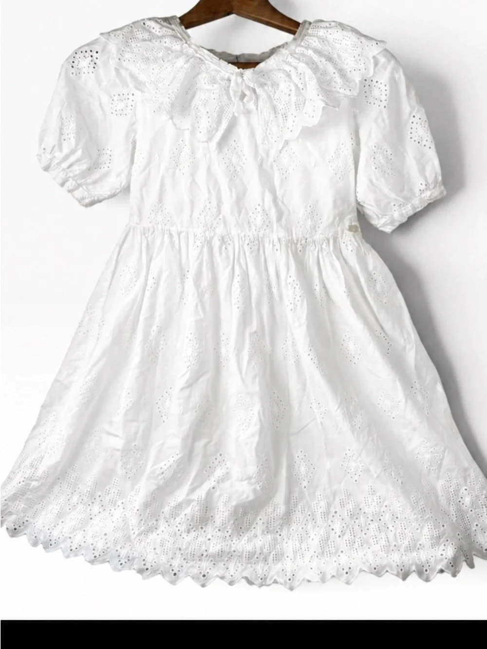 White Eyelet 100% Cotton Eyelet Lace Dress Girls Size 10 Heirloom Garden Party